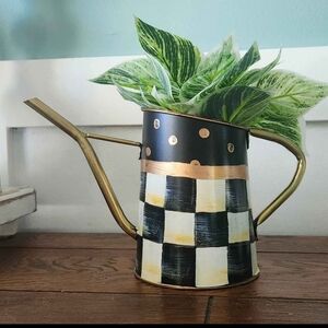 Checkered Watering Can with Greenery